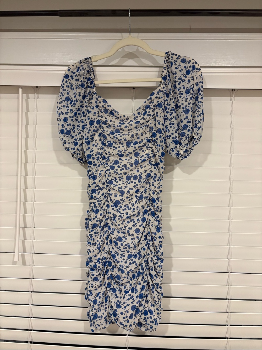 All in Favor White and Blue Floral Midi Dress